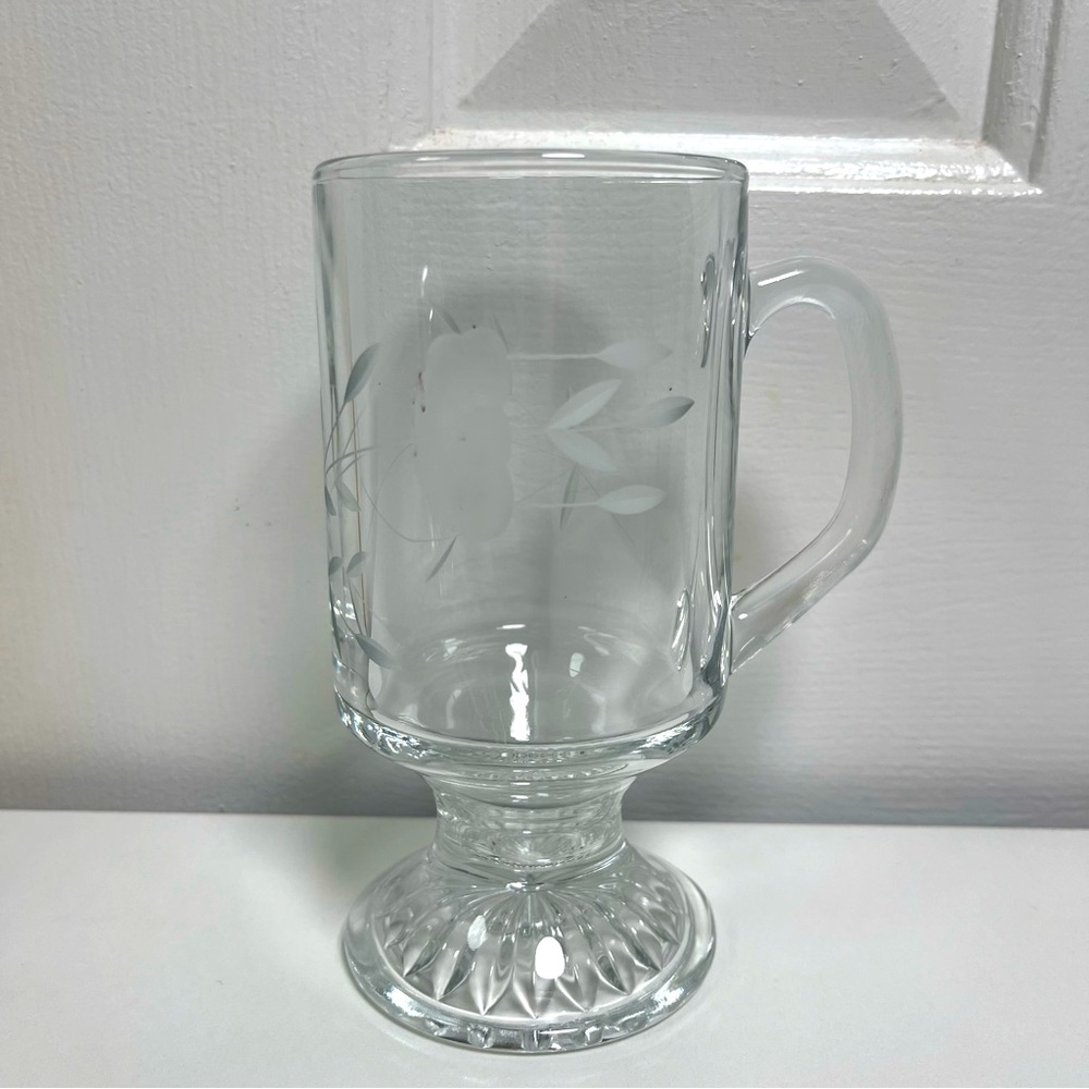 Princess House Heritage Collection Stemmed Glasses with Handles Etched Glass‎ bx